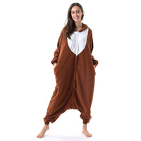 Thumbnail for Beauty Shine Unisex Adult Onesie One Piece Pajamas Cosplay Cartoon Costume Halloween Christmas Sleepwear Jumpsuit Homewear Large Coffee Reindeer