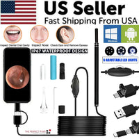 Thumbnail for HD LED Ear Endoscope Otoscope Camera Wax Pick Cleaning Tool Cleaner Removal Kit