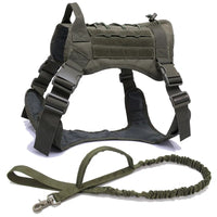 Thumbnail for Nylon Tactical Dog Harness with Handle & Bungee Leash for Large Dogs