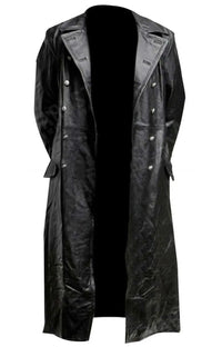 Thumbnail for Black Leather Trench Coat