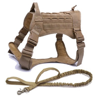 Thumbnail for Nylon Tactical Dog Harness with Handle & Bungee Leash for Large Dogs