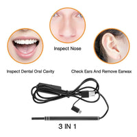 Thumbnail for HD LED Ear Endoscope Otoscope Camera Wax Pick Cleaning Tool Cleaner Removal Kit