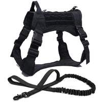 Thumbnail for Nylon Tactical Dog Harness with Handle & Bungee Leash for Large Dogs