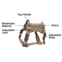 Thumbnail for Nylon Tactical Dog Harness with Handle & Bungee Leash for Large Dogs