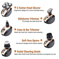 Thumbnail for 5-in-1 Rotary Electric Shaver 4D Rechargeable Bald Head Hair Beard Trimmer Razor