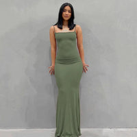 Thumbnail for Satin Slip Backless Maxi Dress