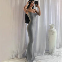 Thumbnail for Satin Slip Backless Maxi Dress