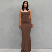 Thumbnail for Satin Slip Backless Maxi Dress