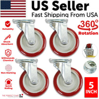 Thumbnail for Caster Wheels Swivel Plate Polyurethane Wheels Heavy Duty Wheels 4 packs- 5 inch