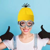 Thumbnail for 3 Pcs Halloween Costume Accessories Adult,Goggles Glasses/Yellow Beanie/Gloves for Men Women Cosplay Party Set