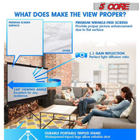 Thumbnail for 5Core Projector Screen with Tripod Stand  72