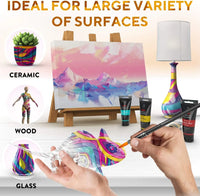 Thumbnail for Premium Quality Acrylic Paint Set 24 Colors - 6 Nylon Brushes - Perfect Kit for Beginners, Pros & Artists