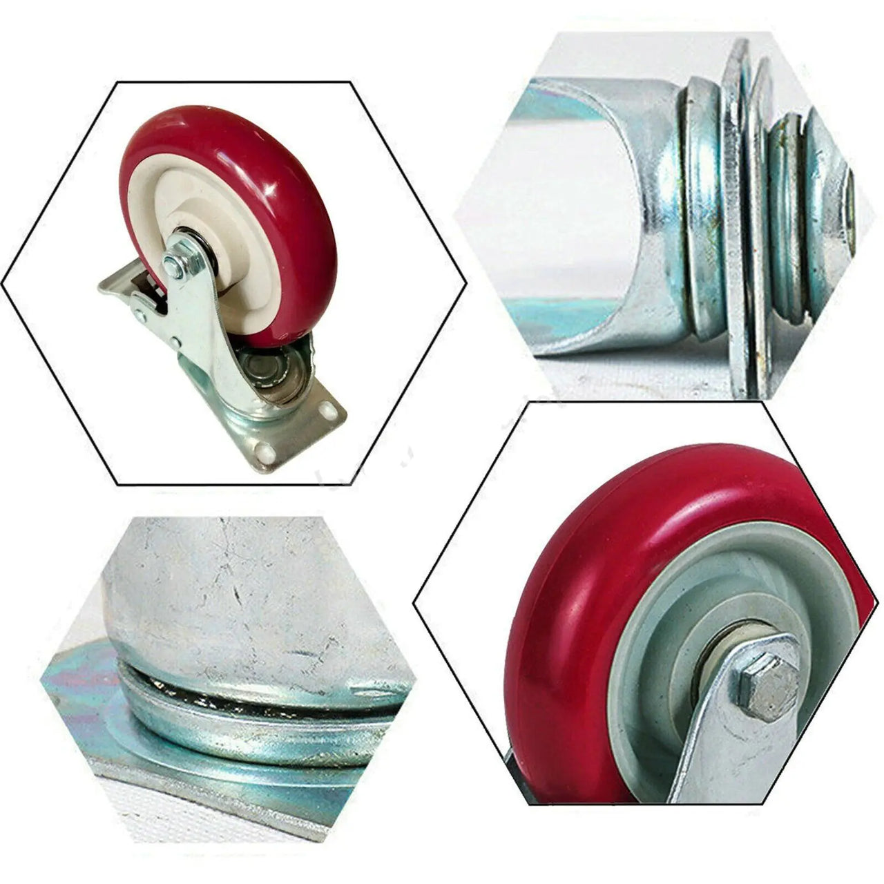 Caster Wheels Swivel Plate Polyurethane Wheels Heavy Duty Wheels 4 packs- 5 inch