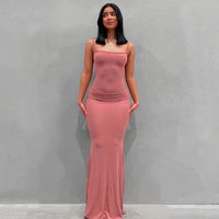 Thumbnail for Satin Slip Backless Maxi Dress