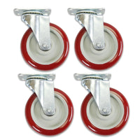 Thumbnail for Caster Wheels Swivel Plate Polyurethane Wheels Heavy Duty Wheels 4 packs- 5 inch