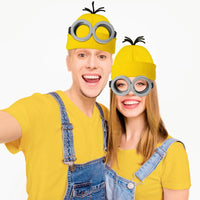 Thumbnail for 3 Pcs Halloween Costume Accessories Adult,Goggles Glasses/Yellow Beanie/Gloves for Men Women Cosplay Party Set