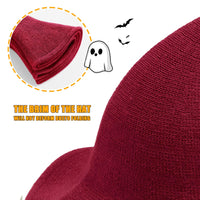 Thumbnail for Halloween Witch Hat for Women Wide Brim Foldable Halloween Wool Hats for Party Cosplay Costume Accessory Red