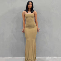 Thumbnail for Satin Slip Backless Maxi Dress