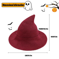 Thumbnail for Halloween Witch Hat for Women Wide Brim Foldable Halloween Wool Hats for Party Cosplay Costume Accessory Red