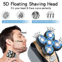 Thumbnail for 5-in-1 Rotary Electric Shaver 4D Rechargeable Bald Head Hair Beard Trimmer Razor