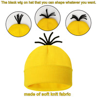 Thumbnail for 4 Pcs Halloween Costume Accessories Adults-Yellow Beanie hat/Goggles/Gloves/Suspenders for Halloween Dress Up