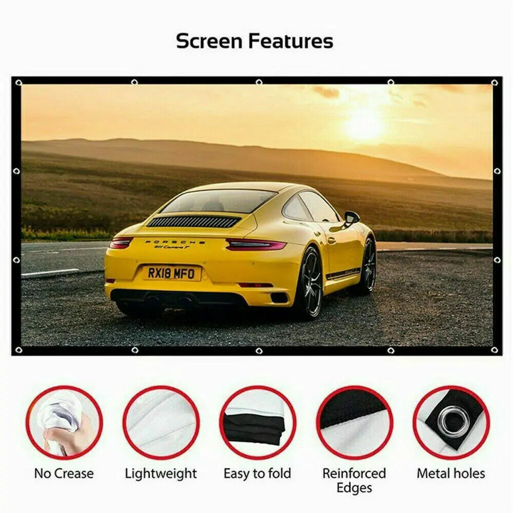 Portable Foldable Projector Screen 16:9 HD Outdoor Home Cinema Theater 3D Movie