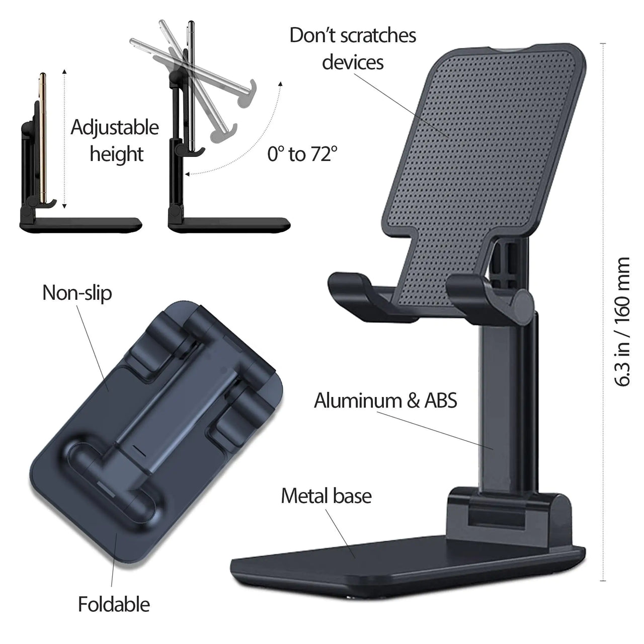 Adjustable Universal Tablet Stand Desktop Holder Mount Mobile Phone iPad iPhone