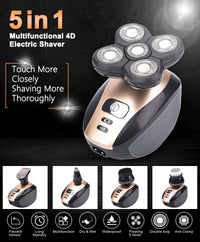 Thumbnail for 5-in-1 Rotary Electric Shaver 4D Rechargeable Bald Head Hair Beard Trimmer Razor