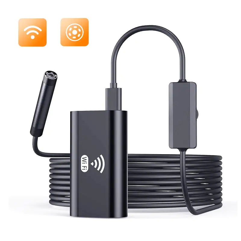 Wifi 6.5ft Endoscope Camera HD720P 8mm Lens USB Camera Cable Wireless Inspection Borescope