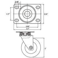 Thumbnail for Caster Wheels Swivel Plate Polyurethane Wheels Heavy Duty Wheels 4 packs- 5 inch