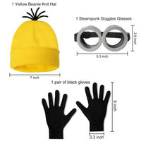 Thumbnail for 3 Pcs Halloween Costume Accessories Adult,Goggles Glasses/Yellow Beanie/Gloves for Men Women Cosplay Party Set