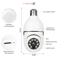 Thumbnail for 360° 1080P IP E27 Light Bulb Camera Wi-Fi IR Night Smart Home Wireless Security