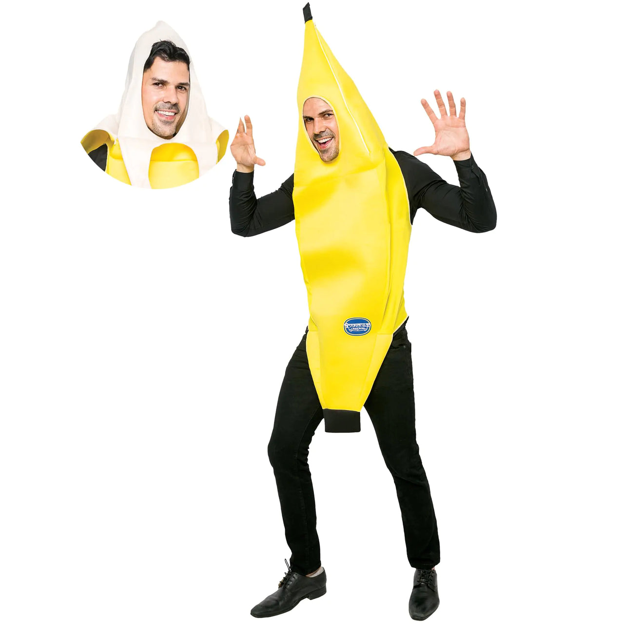 Spooktacular Creations Appealing Banana Costume Adult Deluxe Set for Halloween Dress Up Party and Roleplay Cosplay Small