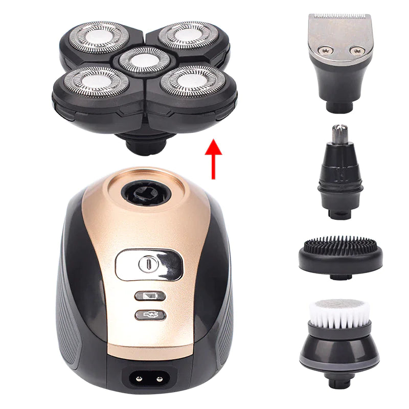 5-in-1 Rotary Electric Shaver 4D Rechargeable Bald Head Hair Beard Trimmer Razor